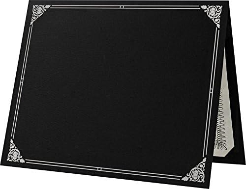 LUXPaper 9.5" x 12" Certificate Holders | Black Linen | Embossed Silver Foil by LUXPaper