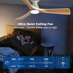 depuley 52-inch ceiling fans with lights: wood 3, front angle view
