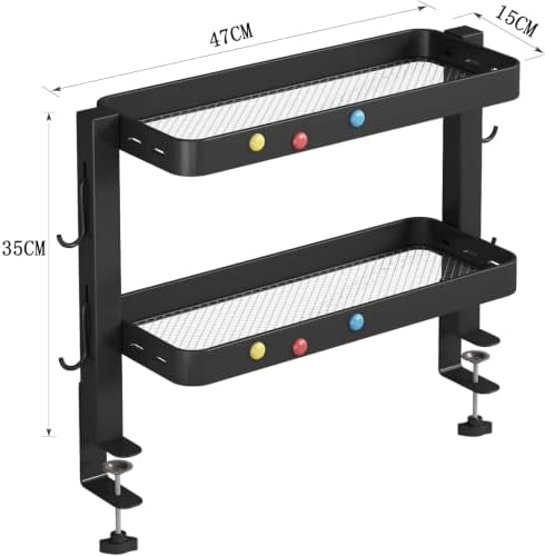 Clamp-On Desk Shelf Organizer, 2-Tier Metal Side Desktop Shelves