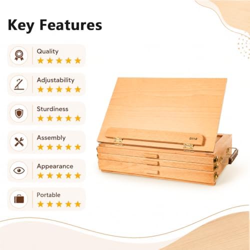djar portable tabletop easel for painting with 3, close-up detail