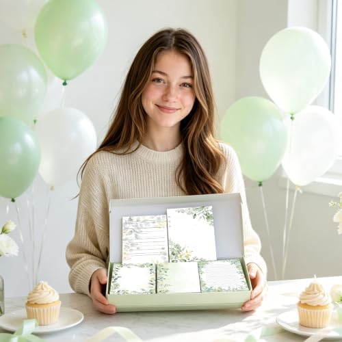 100 Sheets Sage Green A5 Planner Inserts - 120GSM Thick Greenery Refill Paper for A5 6-Ring Binder, Eucalyptus Leaves 6 Hole Loose Leaf Sheets for Journal Diary Notebook Budget Creative Planning