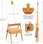 large beech wood h-frame easel,painting easel with storage,up shown in use
