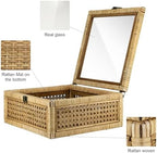 huaxin craft h rattan square box with lid, close-up detail