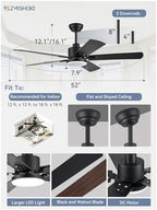 zmishibo 2 pack 52" ceiling fan with light, package contents