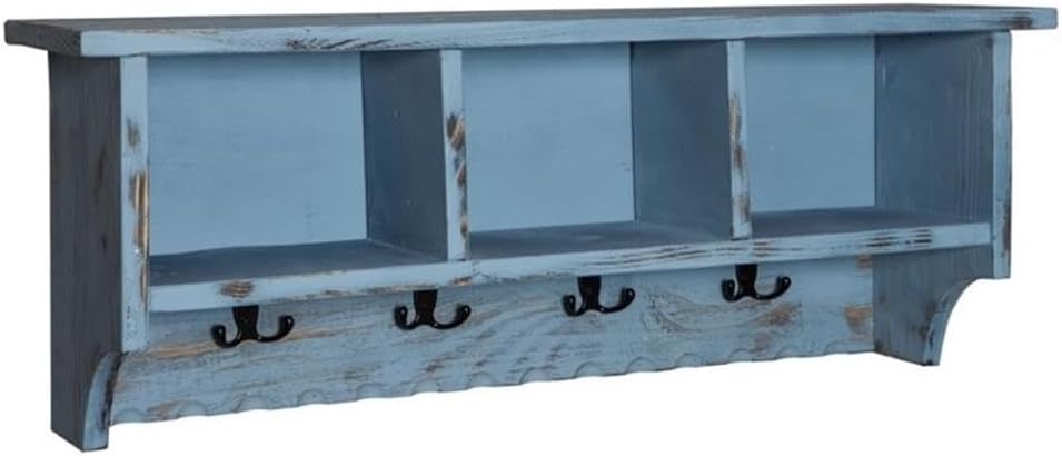 rustic cottage coat hook and bench set, white, main product view