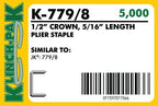 Klinch-Pak K-779/8, 5/16” Leg by 1/2" Wide Crown Heavy-Duty Galvanized Plier - Image 2