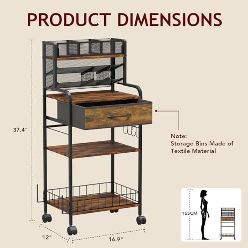 homsorout art cart, 3 tier rolling cart, close-up detail