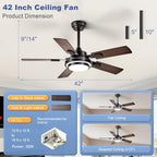 depuley 42-inch ceiling fan with light: walnut ceiling, package contents