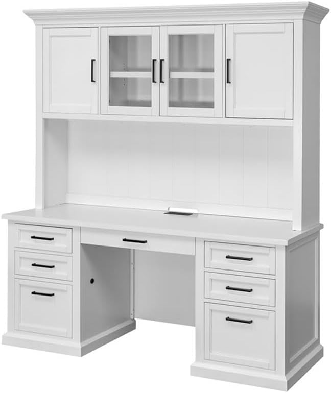 Modern Wood Hutch With Doors Storage Hutch Fully Assembled White
