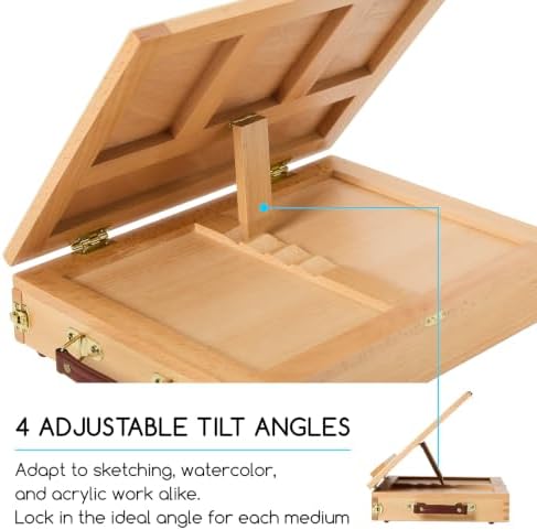 meeden table top easel with drawer: tabletop easel, side view