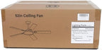 ojx 52 inch ceiling fans with lights and, front angle view