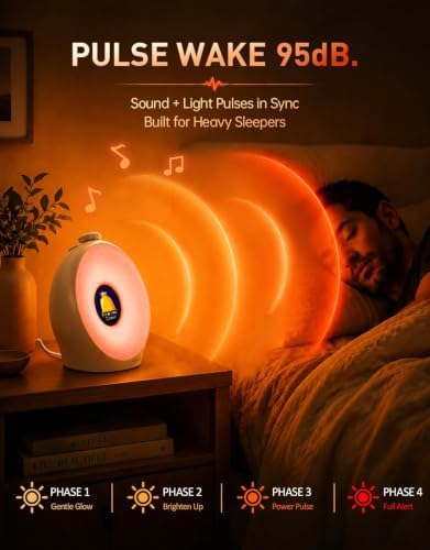 dekala sunrise alarm clock with pulse wake, 7-day, close-up detail