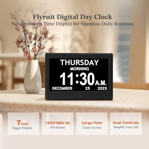 7'' dementia clocks for seniors, large display digital shown in use