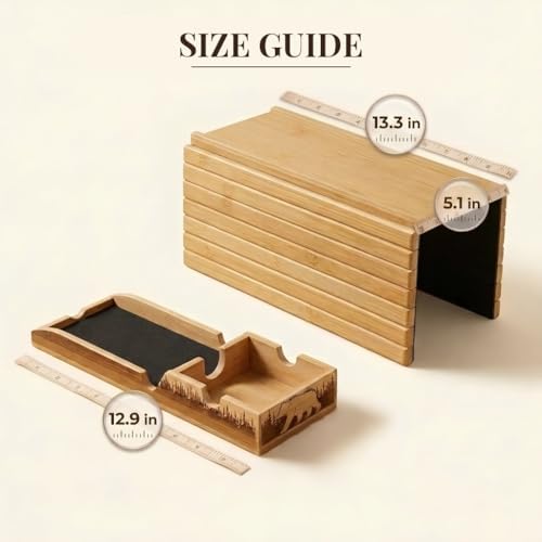 Bamboo Couch Armrest Table, 2-in-1 Foldable Sofa Arm Tray with Scratch-Free P...