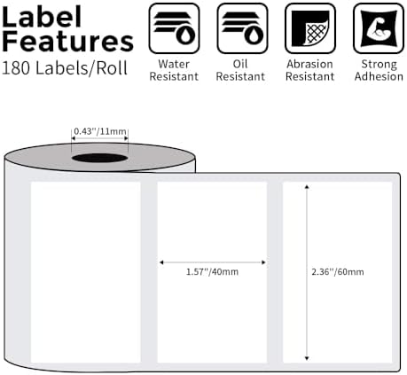 Phomemo 3 Roll 2.36"x 1.57" Thermal Sticker Label, 180 Labels/Roll | Compatible with M220,M250,M260,M200,M221 Printer,Strong Permanent Adhesive,for Customer Mailer,Address,Business Letter