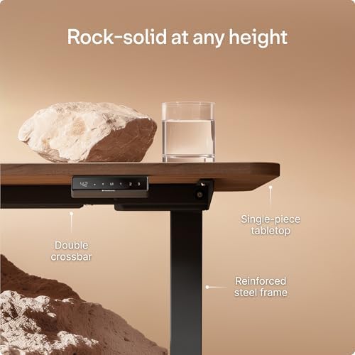 Desktronic HomeOne Standing Desk 60x30 — Ergonomic Sit Stand Home Office Desk, Made in Europe, Electric Dual Motor Height Adjustable, USB & USB-C Charging, Wobble-Free, Touchscreen, 3 Memory Presets
