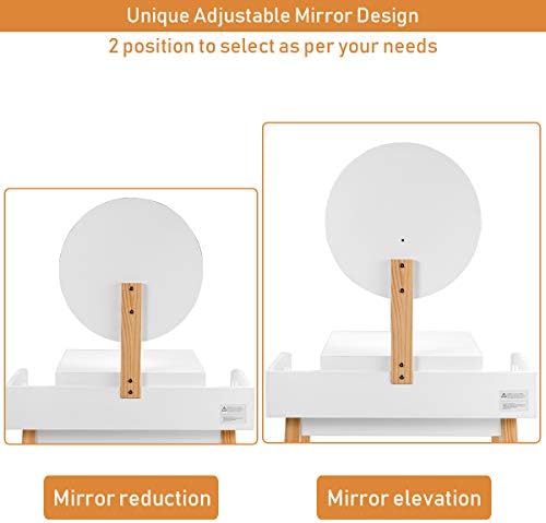 GIANTEX Vanity Table Set with Height Adjustable Round Mirror, Makeup Mirrored...