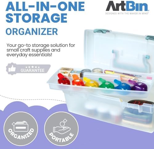 artbin 6937ag essentials lift-out tray box, portable art shown in use
