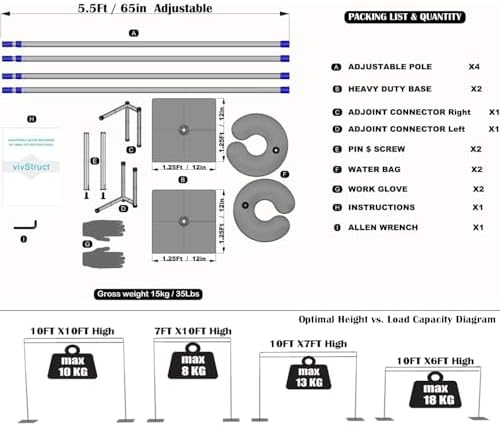 Adjustable Backdrop Stand Pipe Kit Heavy Duty Quick Set Up for Wedding&Pa...