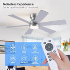 asyko 46" silver 6-blade modern low profile ceiling, close-up detail