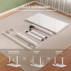 INNOVAR 40" Small Glass Standing Desk with Drawers & USB Ports, Whole-Piece Glass Top Adjustable Height Desks, Quick-Install Electric Sit-Stand Up Desk for Home Office & Computer Workstation, White
