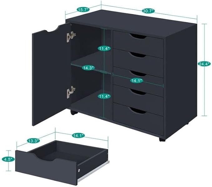 Naomi Home Amy 5-Drawer Craft & Office Storage Cabinet - Image 2
