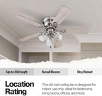 portage bay renton 42" ceiling fan with led, side view
