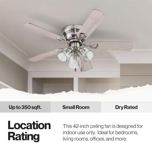 portage bay renton 42" ceiling fan with led, side view