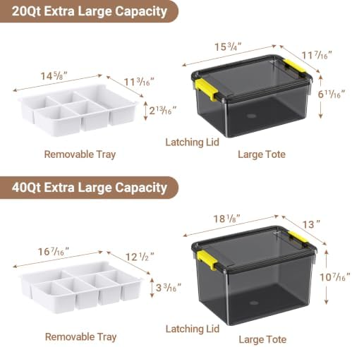 20&40qt stackable storage bins with lids trays craft shown in use