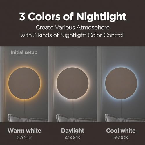 mooas full moon led silent wooden digital wall, side view