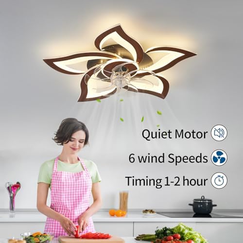 flower modern ceiling fans with lights, low profile on a desk or shelf