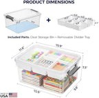 17qt 2packs clear craft organizers and storage with, close-up detail