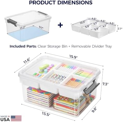 17qt 2packs clear craft organizers and storage with, close-up detail