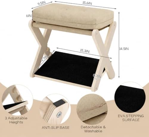 Adjustable Foot Rest Under Desk at Work, 16.6" Wide Wooden Ergonomic Foo...