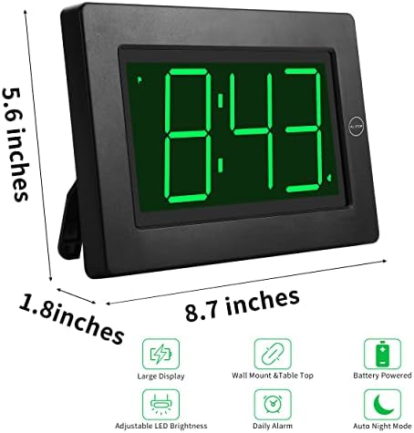 alarm clock,3" led,3-level brightness,battery operated,wall-mount/table-top shown in use