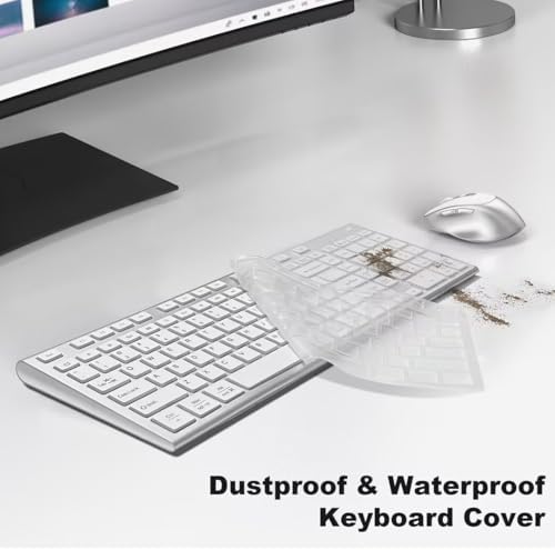 FENIFOX Rechargeable Wireless Keyboard and Mouse, with Number Pad Silver