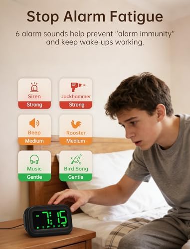 auroracalm extra loud alarm clock: 115db on-time wake-up, close-up detail