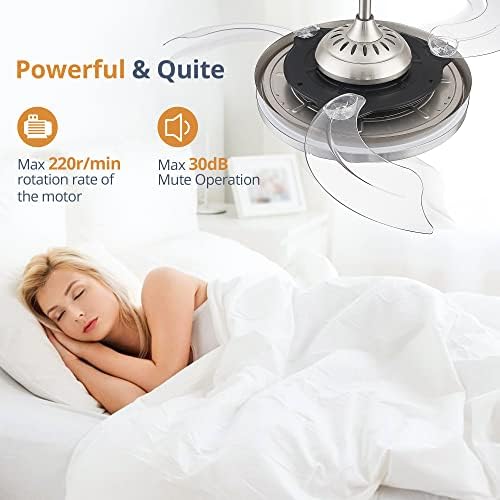 lediary 42 inch retractable ceiling fans with lights, close-up detail