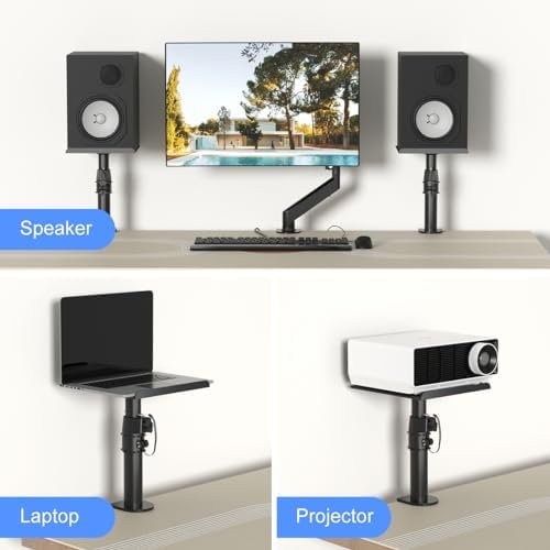 suptek Clamp-on Speaker Stand Desk Mount Set, Height Adjustment, Tilt, Swivel...