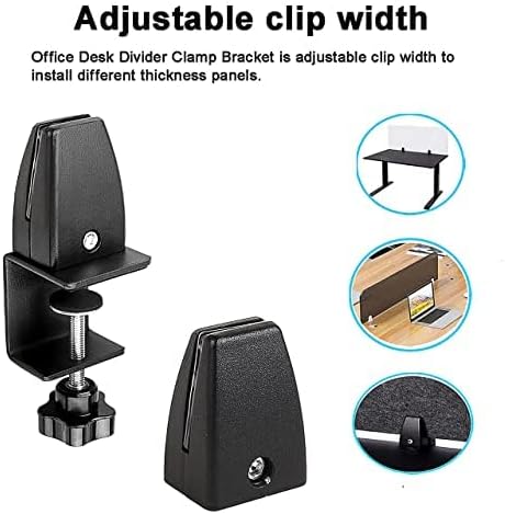 Jhanw Desk Divider Clamp For 1/8" To 0.51" Panel, Adjustable Desk Partition - Image 4