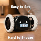 clocky runaway digital loud rolling alarm clock for on a desk or shelf