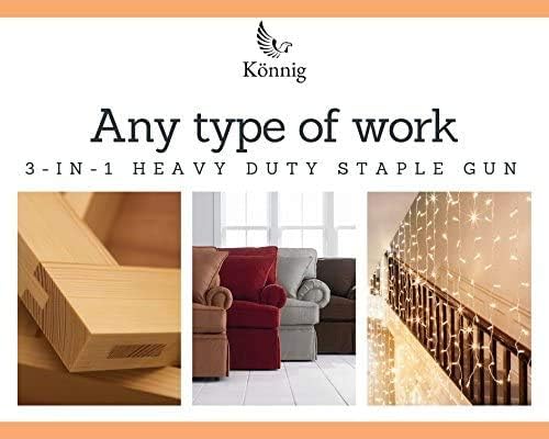 Heavy Duty Staple Gun 3 in 1 1500 Staples, Hand Operated Stainless Steel Stapler, Brad Nailer, Tacker Tool… (1500 Staples)