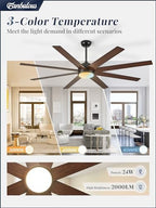 fanbulous 65 inch black ceiling fans with 3cct, close-up detail