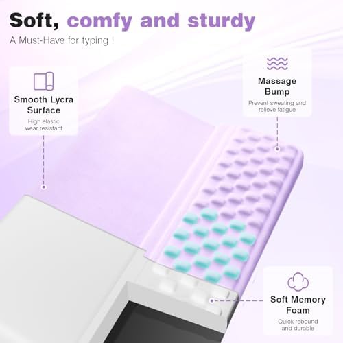 Ospelelf Keyboard Wrist Rest Pad, Comfy Ergonomic Keyboard Stand Riser Holder, Computer Wrist Support Cushion forTyping, Purple