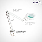 Neatfi XL Bifocal LED Magnifying Lamp, 7-Inch Acrylic Lens, 5D/20D Magnification - Image 6