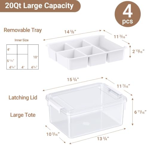 80qt stackable storage bins with lids trays craft shown in use