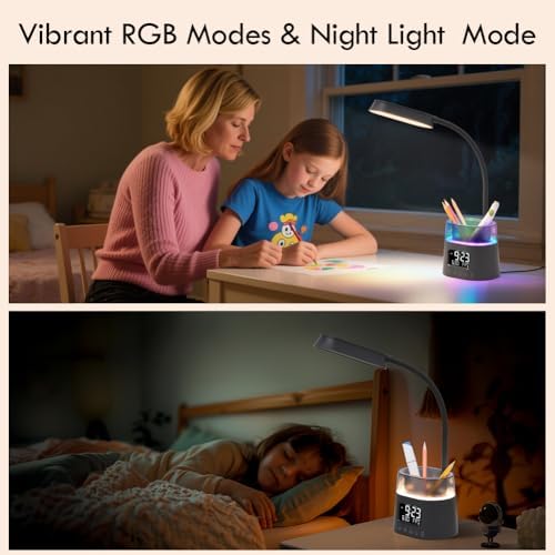 WILIT LED Desk Lamp for College Dorm Room Essentials, 3 Modes,Touch, Gray