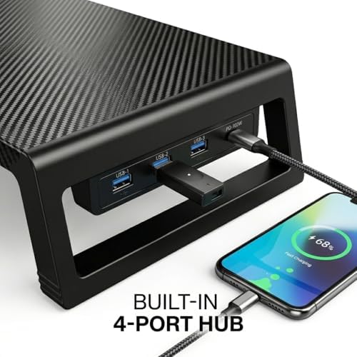 Zapuno Desk Organizer and Accessories, Computer Monitor Stand Riser with USB ...
