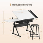 yaheetech adjustable drafting table art desk,storage drawers &, close-up detail