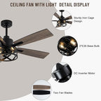52" farmhouse ceiling fan with lights and remote on a desk or shelf